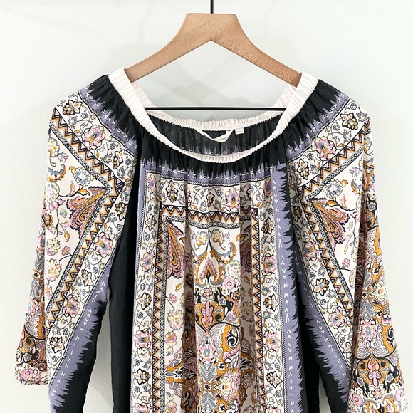 Soft Surroundings Off Shoulder Paisley Blouse Purple Size Large - Picture 3 of 6